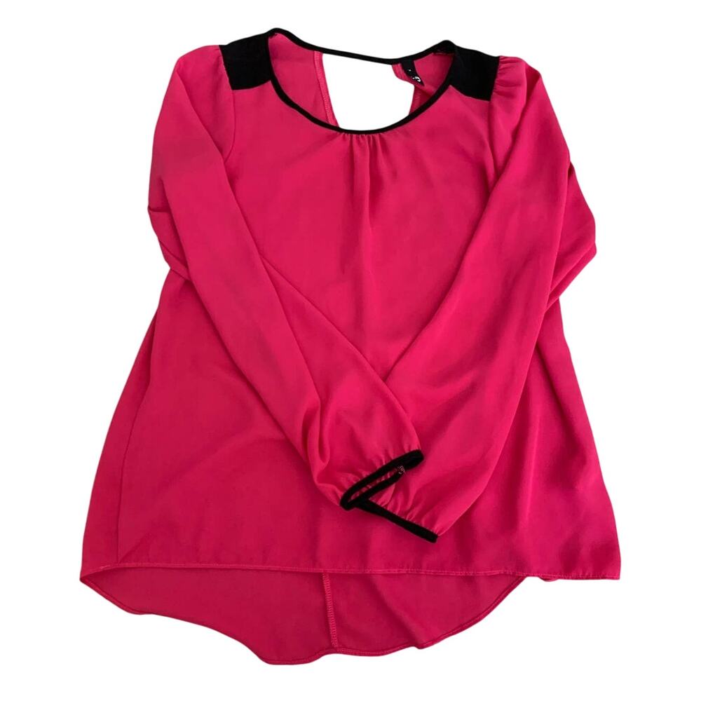 ING Pink and Black Long Sleeve Tunic Blouse Size Medium